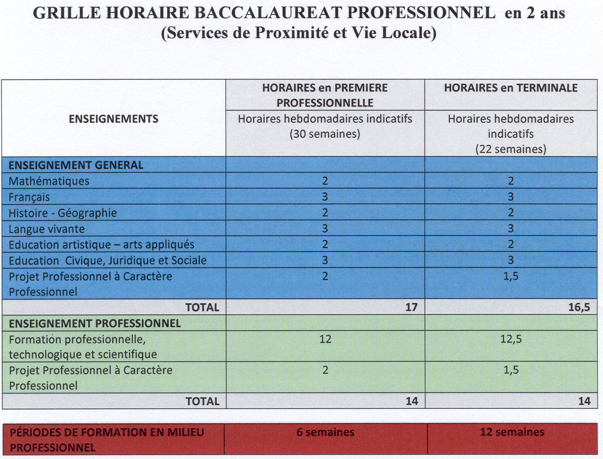 Baccalauréat professionnel Services de Proximité et Vie Locale