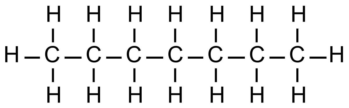 Formule brute et représentation 3D de l'heptane