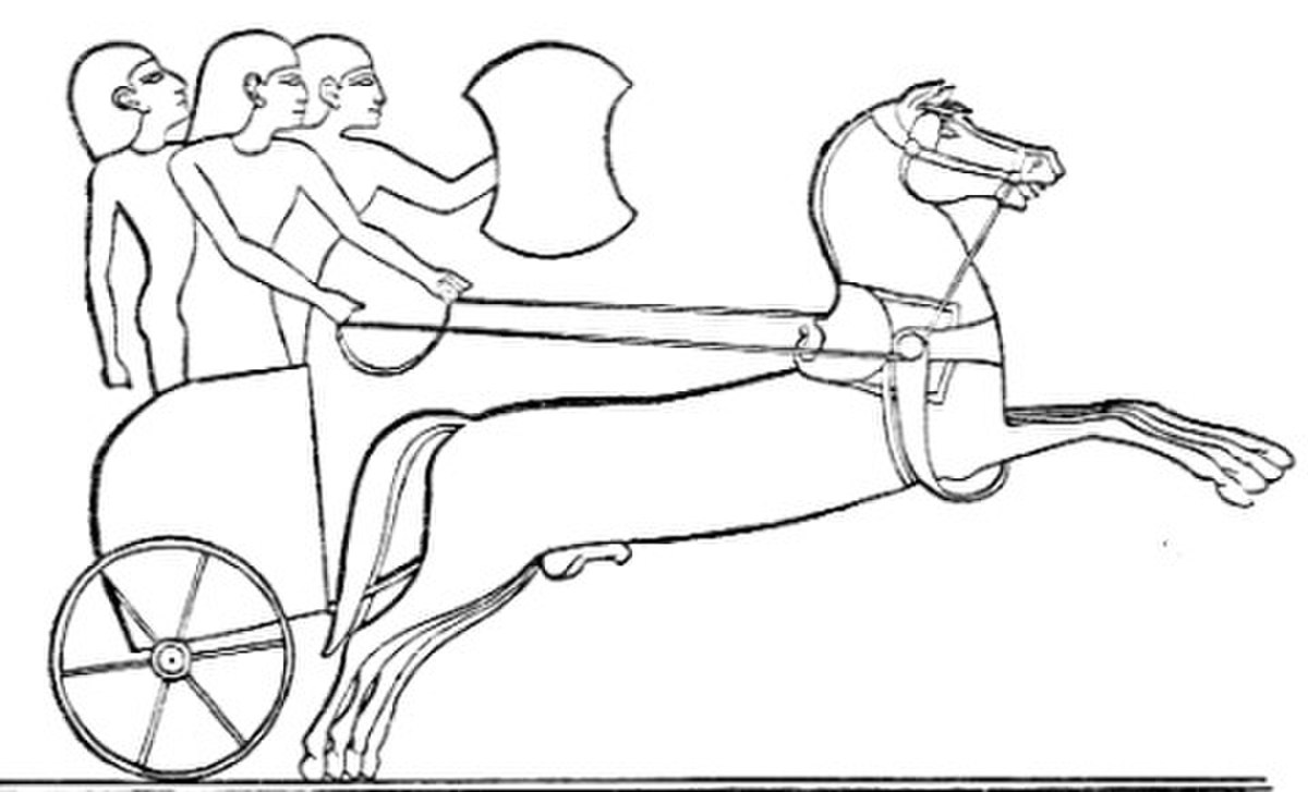 Gravure égyptienne représentant un char hittite