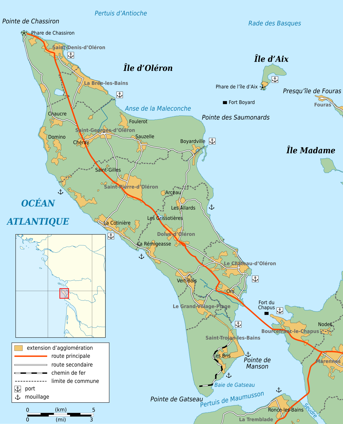 Carte de l'île d'Oléron