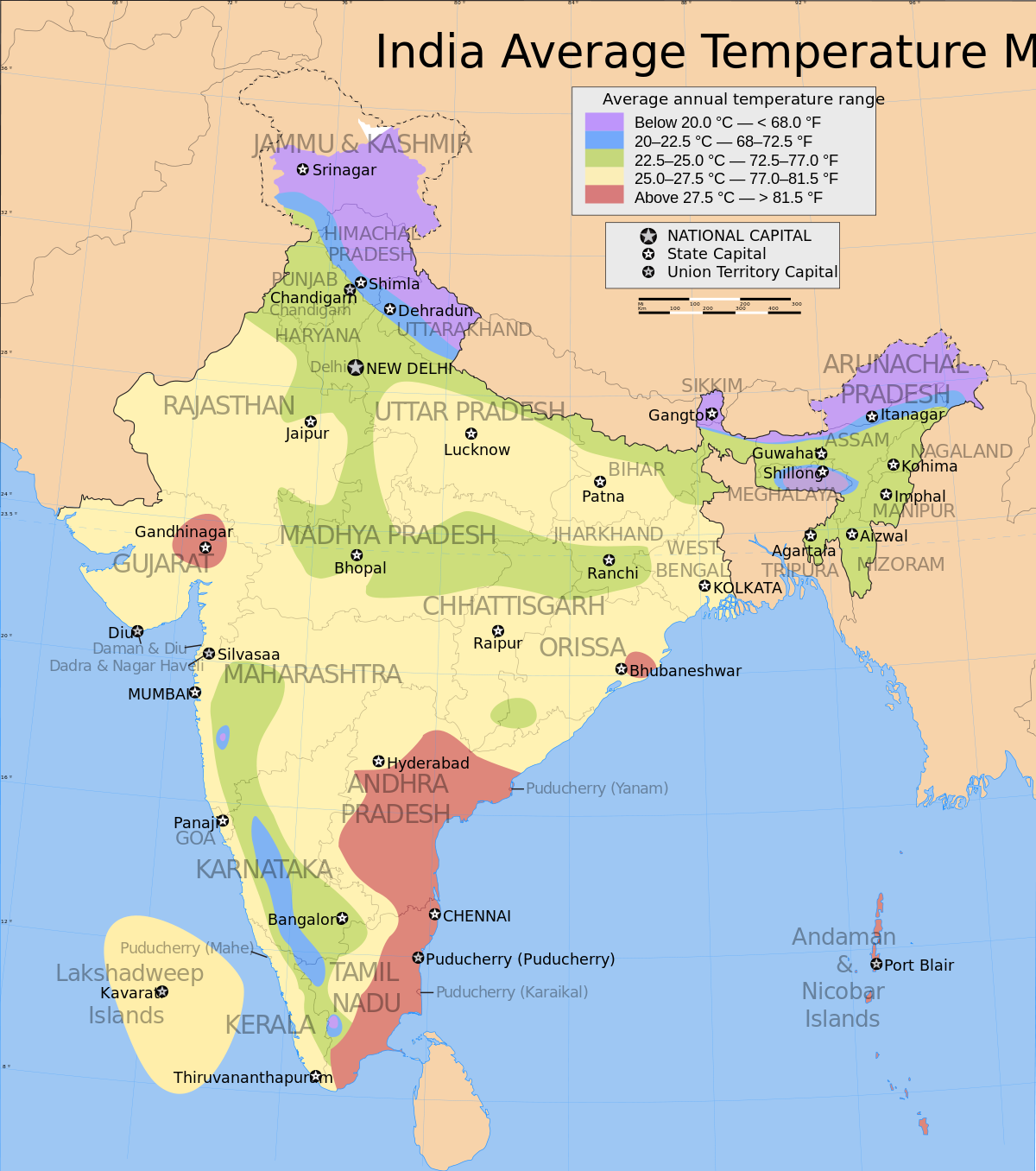 India average annual temperature map en.svg