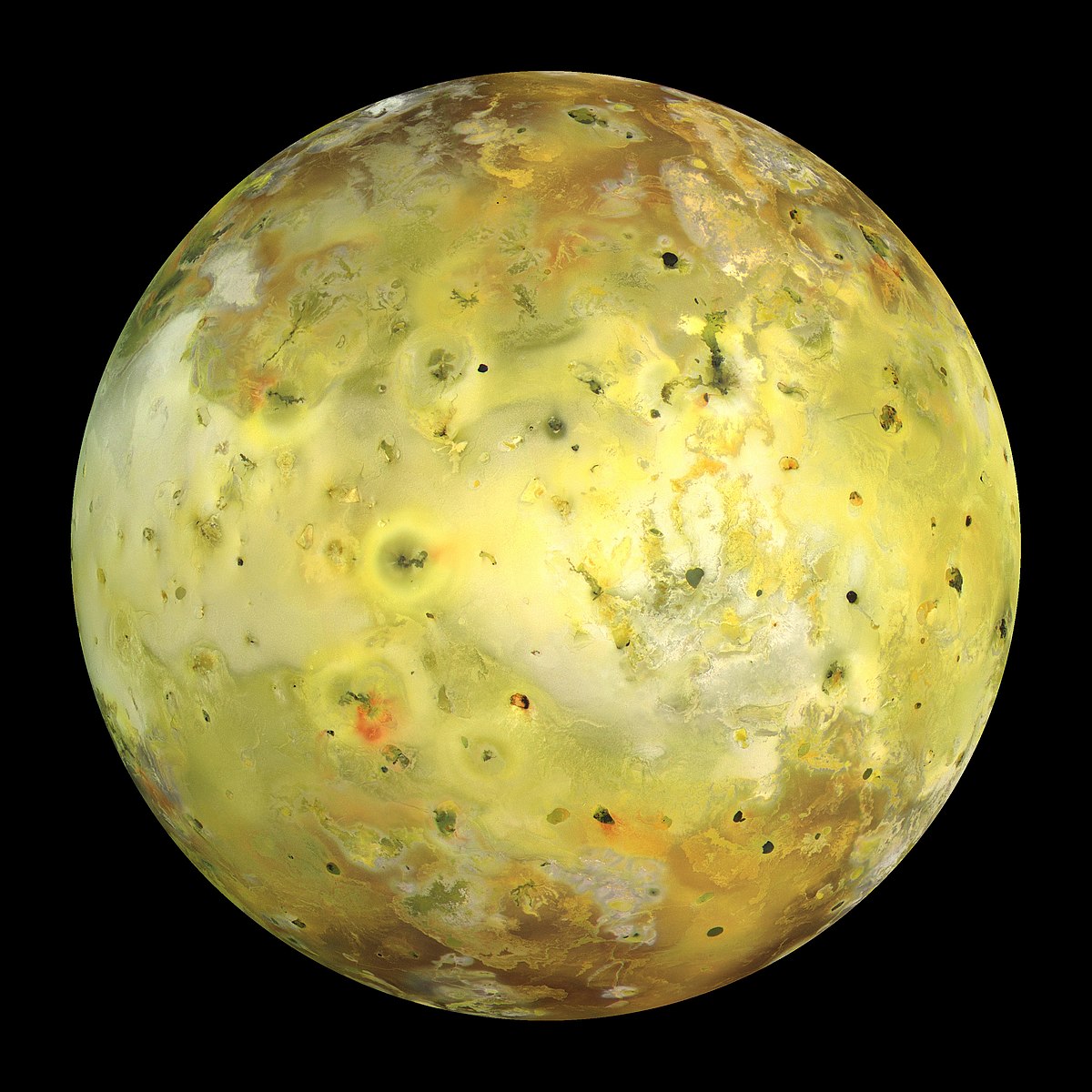 Mosaïque de photographies d'Io prises par la sonde Galileo en 1999
