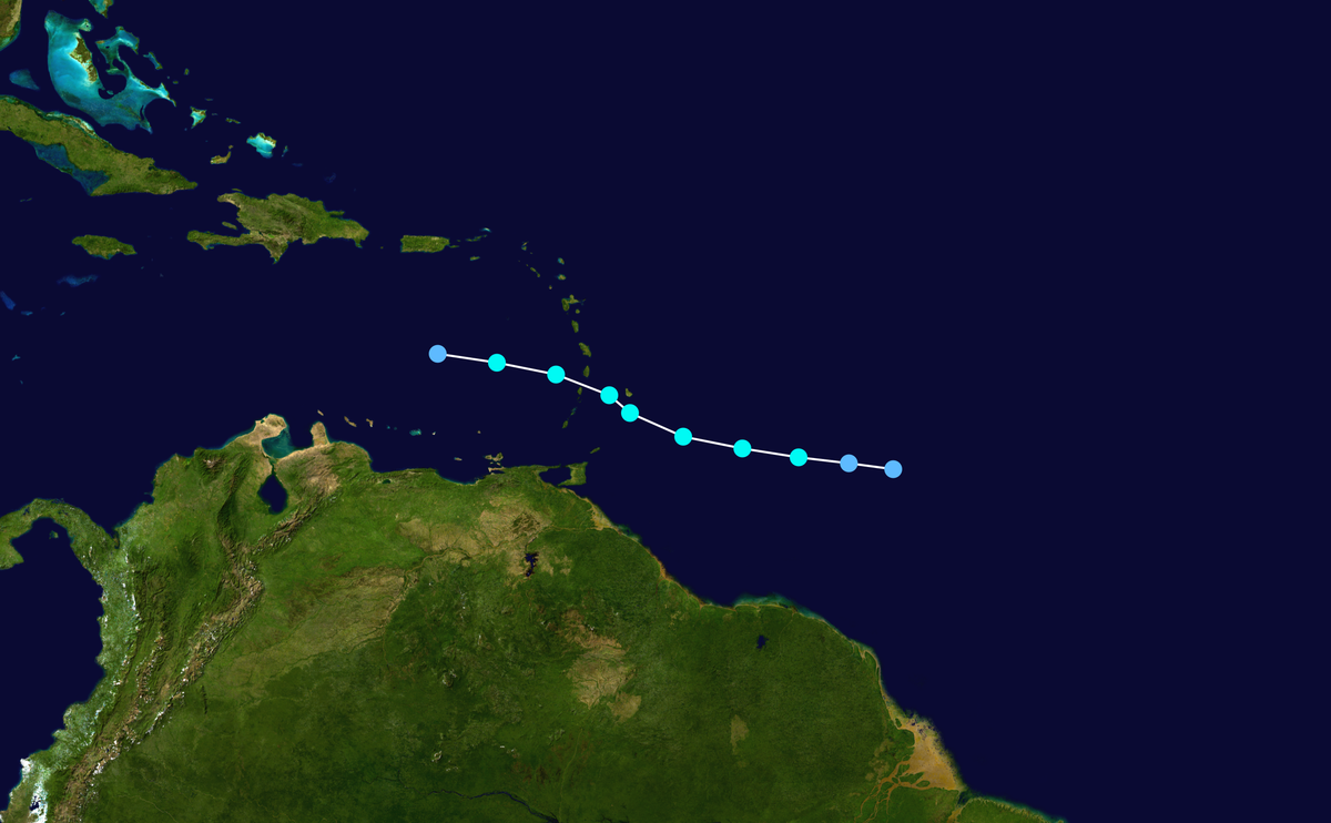 Parcours de la tempête tropicale Jerry