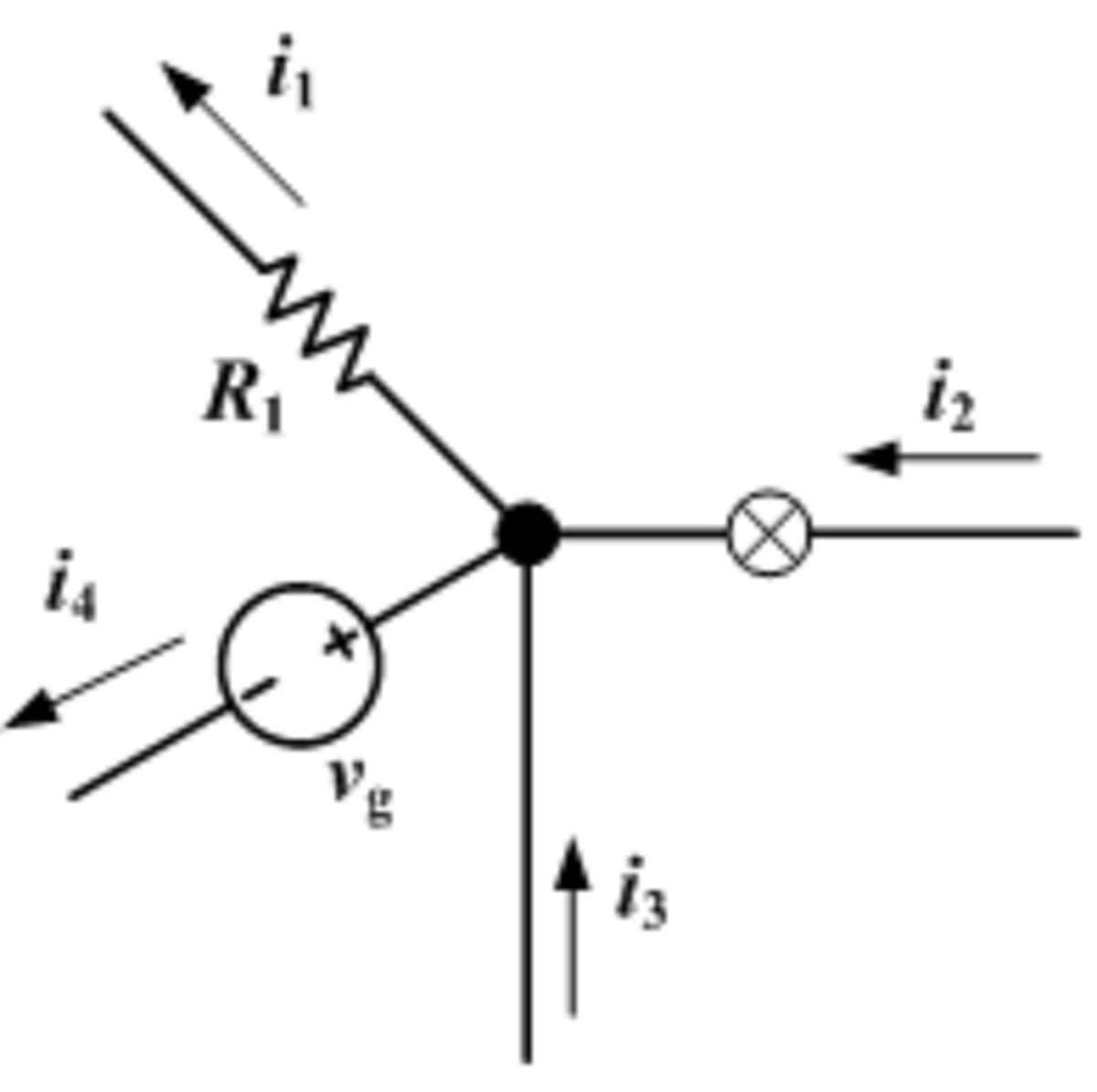 Schéma d'un montage électrique illustrant la loi des nœuds.