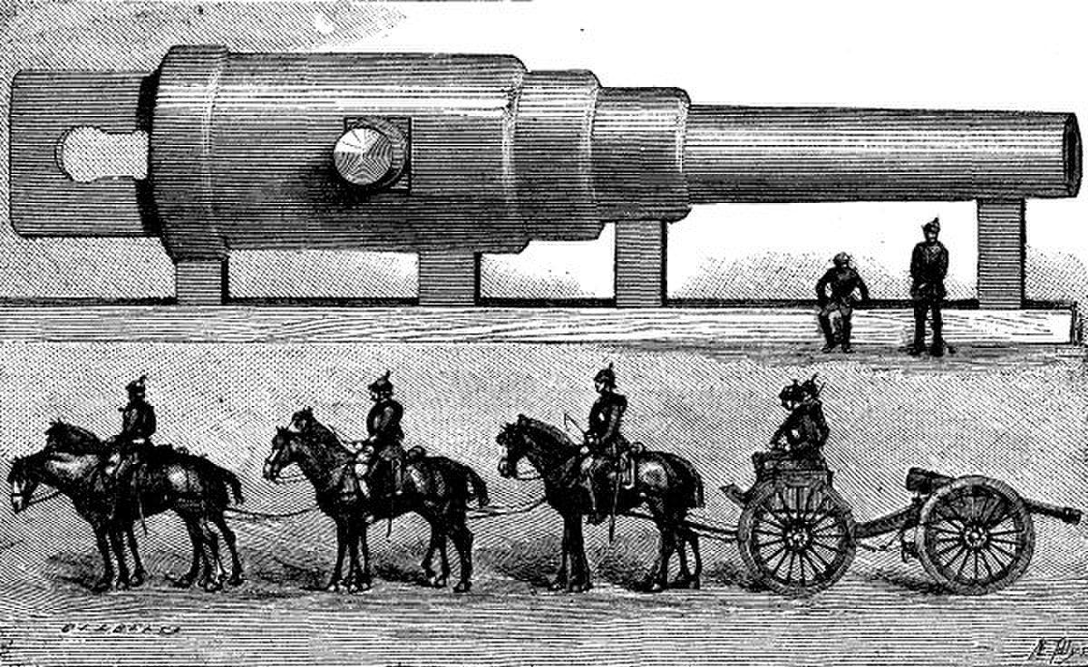 Dessin d'un canon fabriqué par la société Krupp AG dans les années 1880