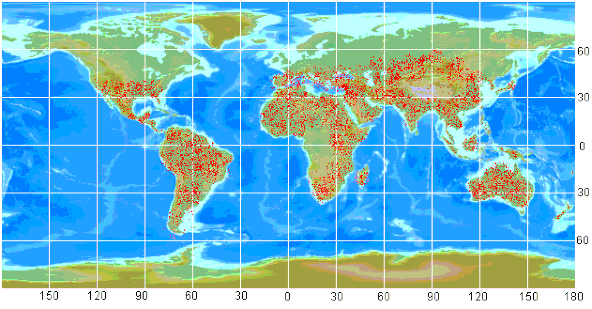 Distribution du genre Latrodectus