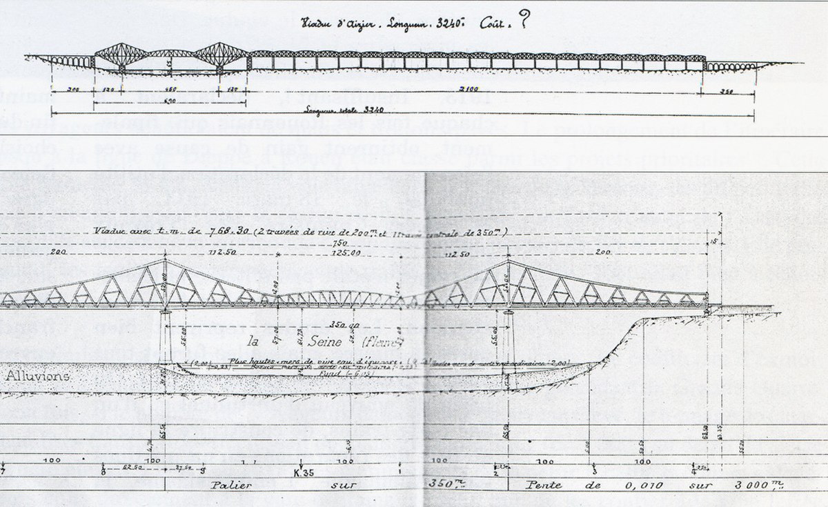 Projet de viaduc de type cantilever émanant de la Cie des chemins de fer de l'Ouest (1900)
