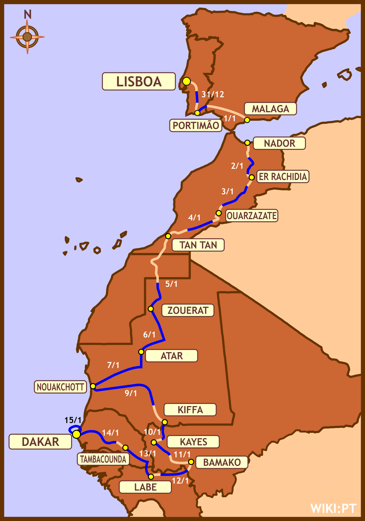 Carte de l'épreuve 2006 (voir aussi les cartes de chacune des étapes)