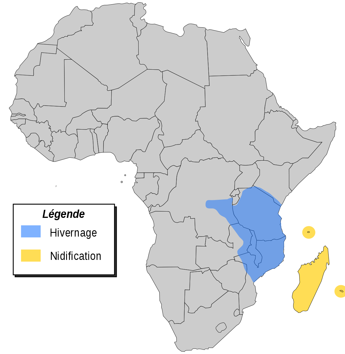 Répartition de Ardeola idae