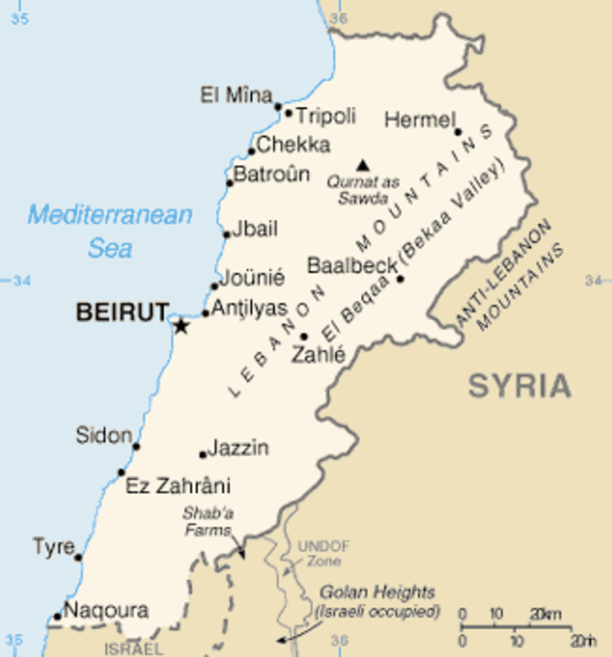 Liste de points extrêmes du Liban