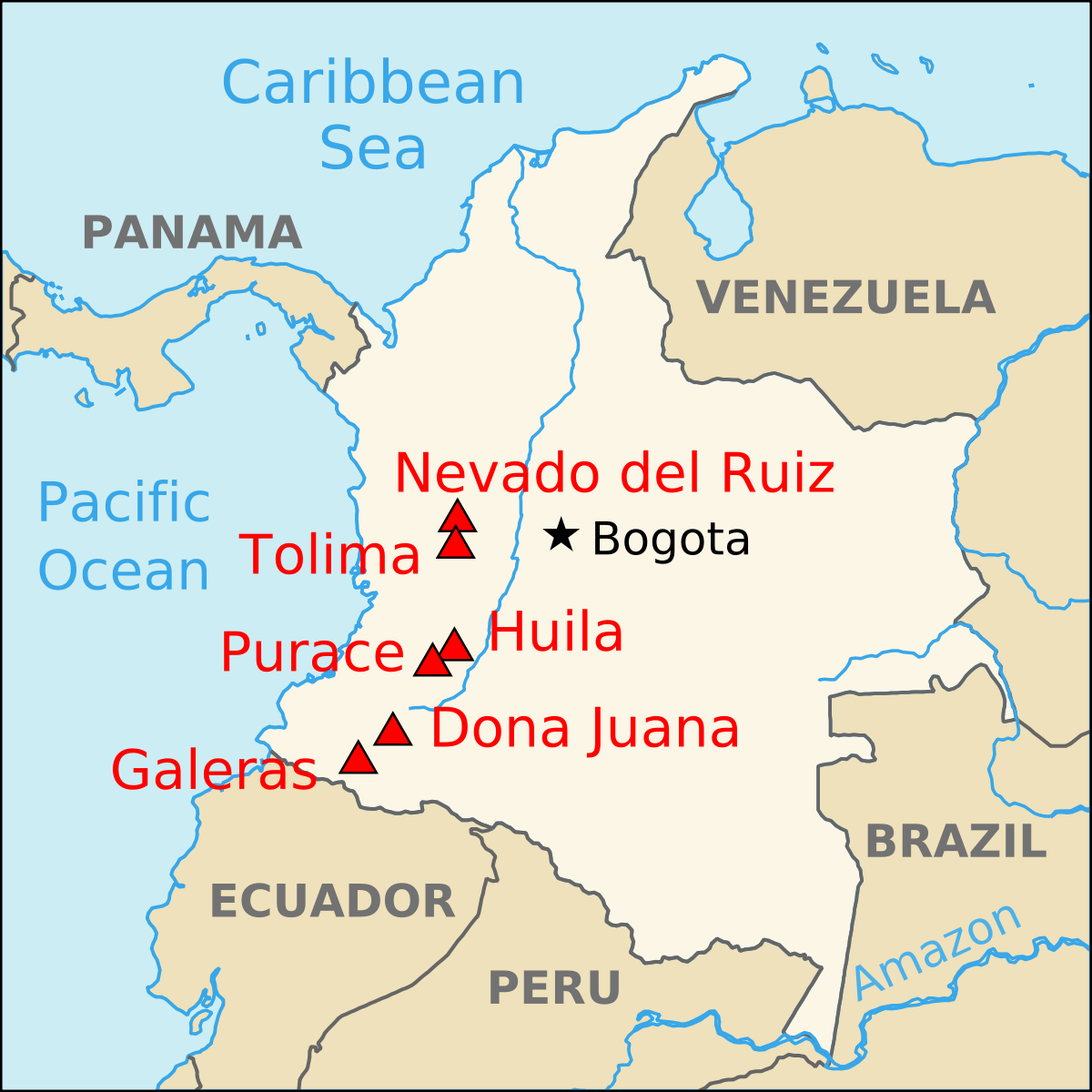 Liste des volcans de Colombie