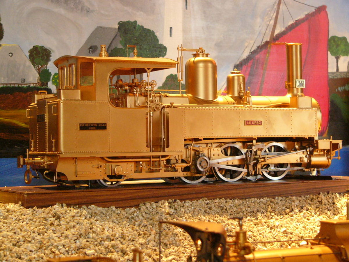 Maquette des locomotives à vapeur du SG-LM avant l'électrification
