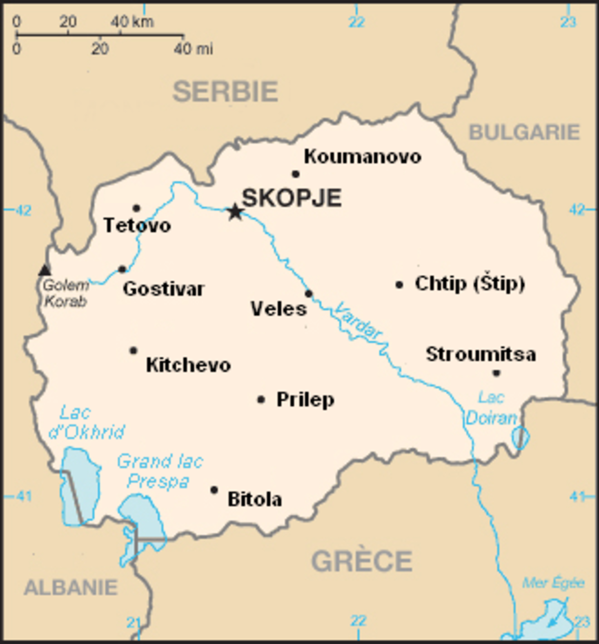 Carte de la République de Macédoine