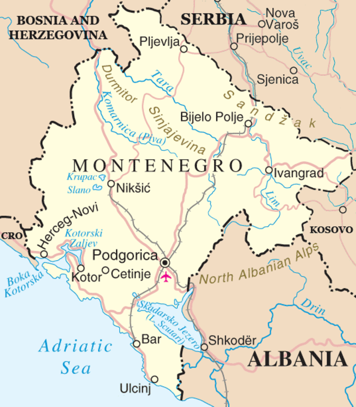 Villes du Monténégro
