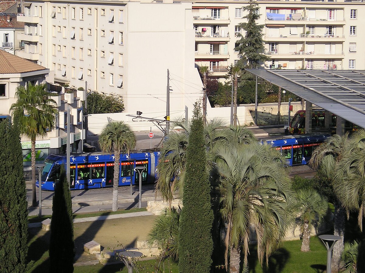 Les rames des deux lignes à la station Corum.