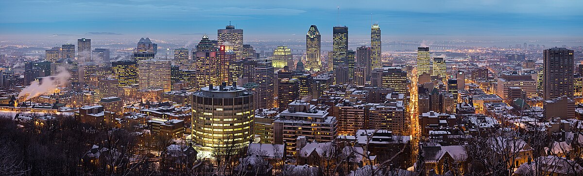 Vue du centre-ville à partir du mont Royal, l'hiver