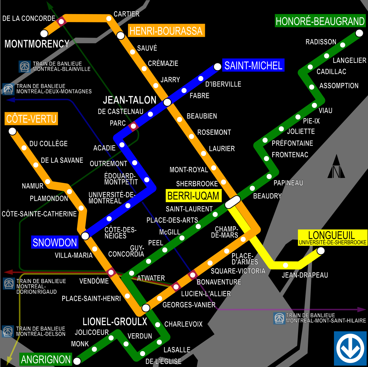 Plan du métro de Montréal