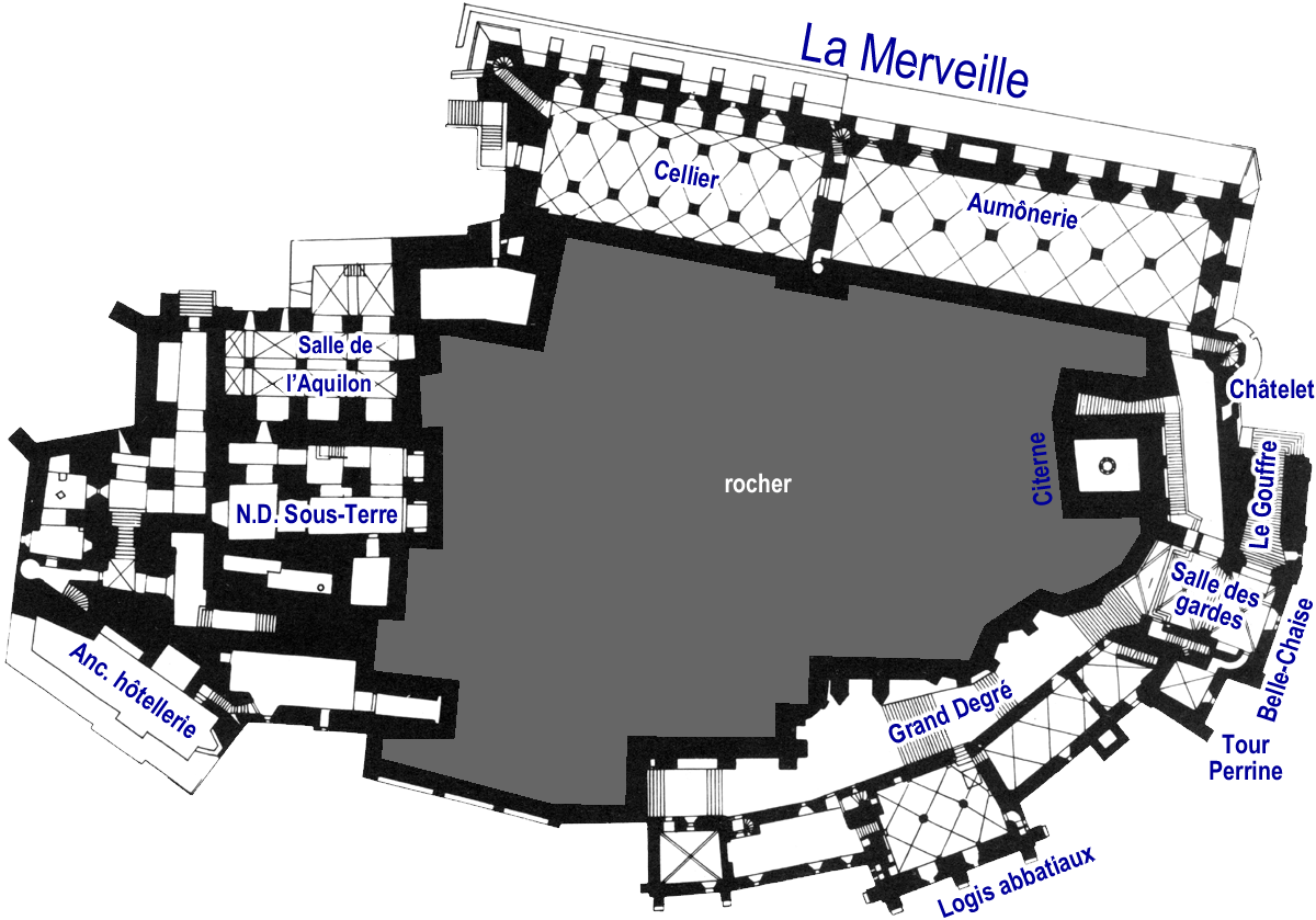 Plan des divers niveaux du Mont-Saint-Michel