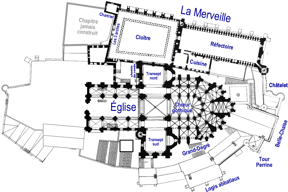 Plan au niveau de l'église abbatiale