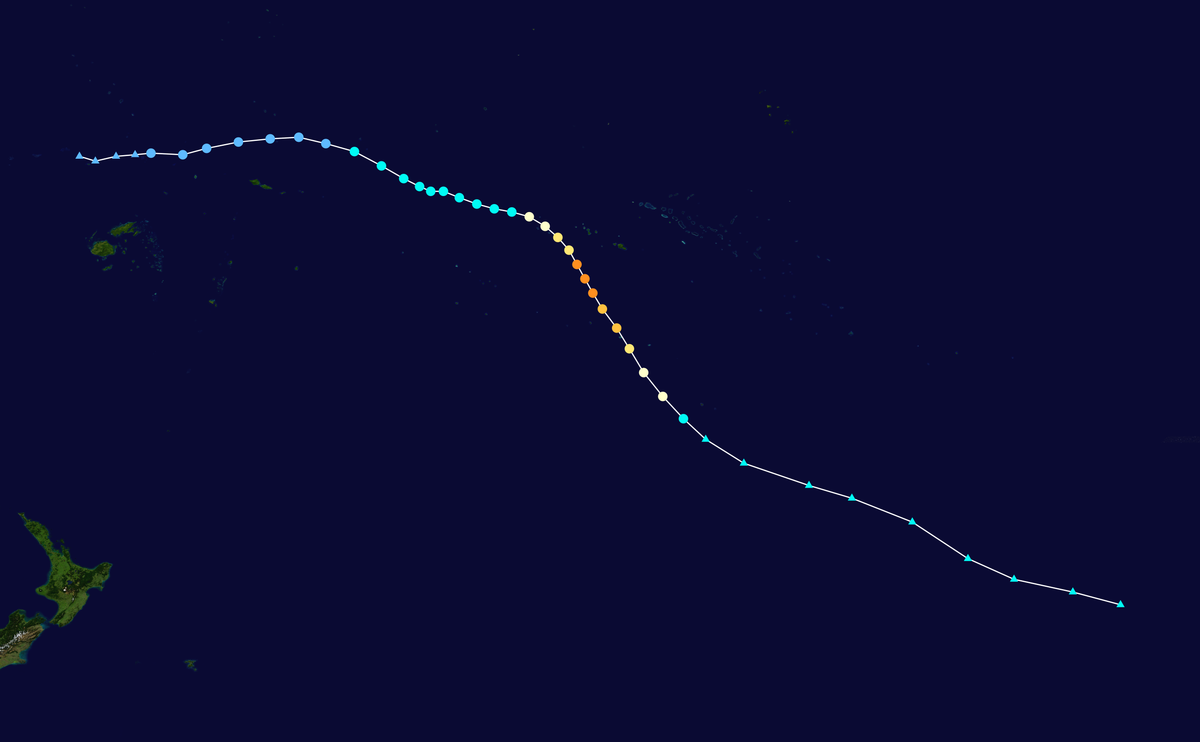 Trajectoire du cyclone Oli