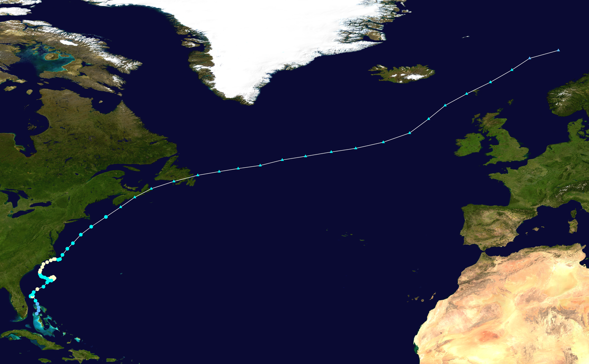 Parcours de l'ouragan Ophelia