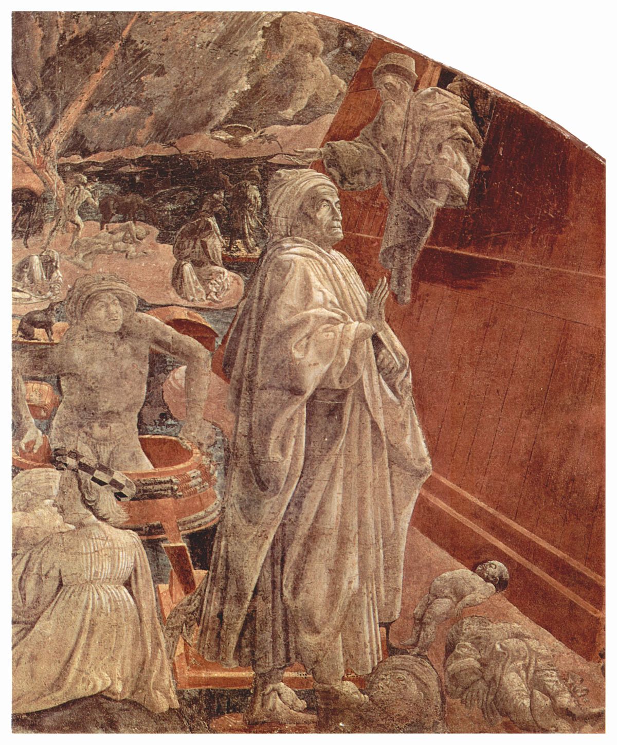 Le Déluge et l'arche voguant sur les flots (détail)Fresque de Paolo Uccello (vers 1646)Église Santa Maria Novella, Florence