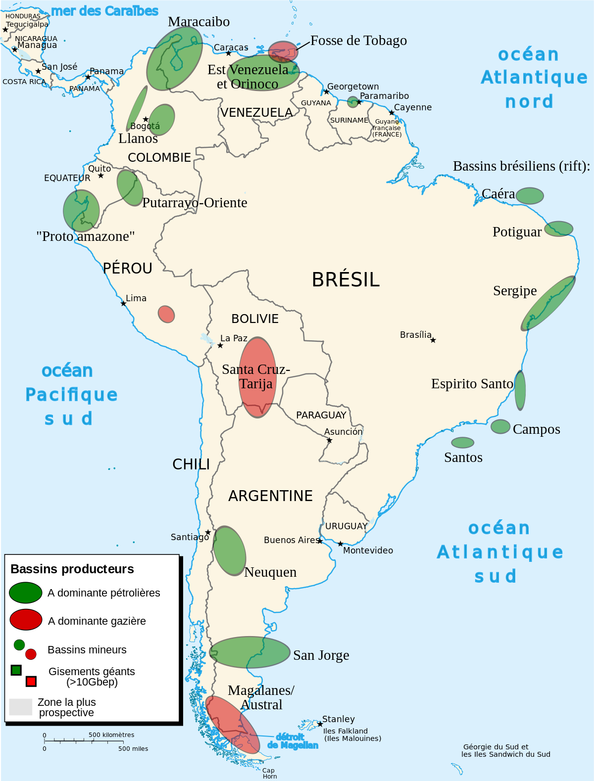 Régions pétrolières en Amérique du Sud, Amérique centrale et Antilles