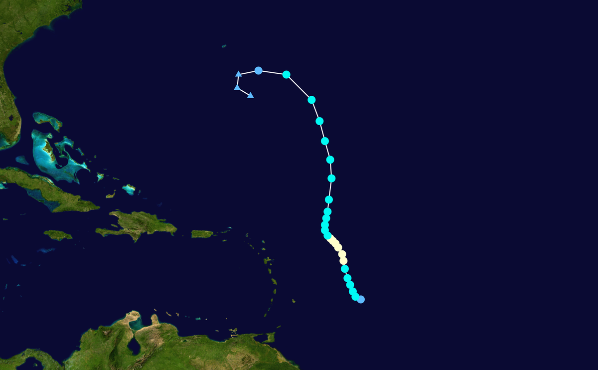 Parcours de l'ouragan Philippe