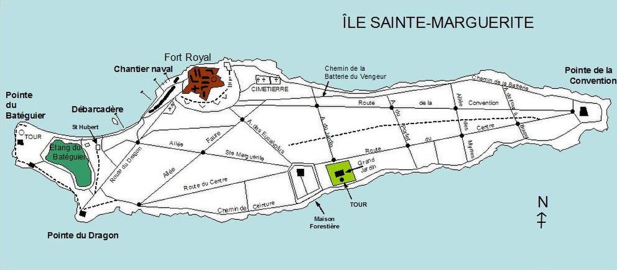 Carte de l'île Sainte-Marguerite.