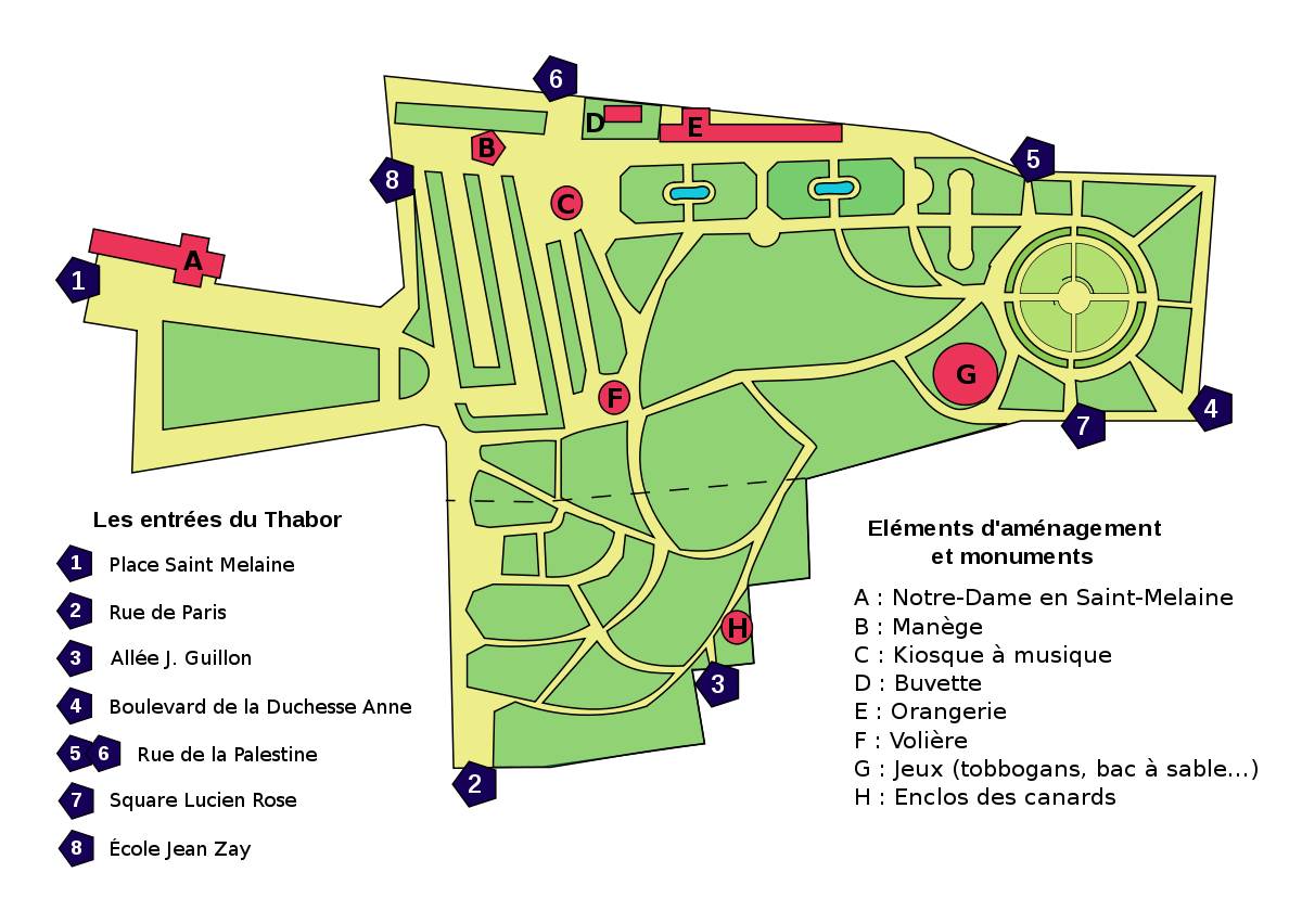 Plan du parc du Thabor.