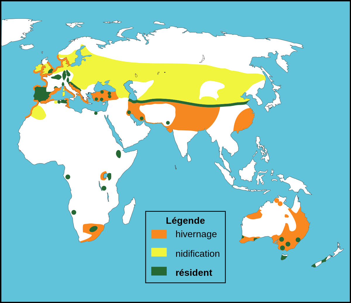 Répartition de Podiceps cristatus