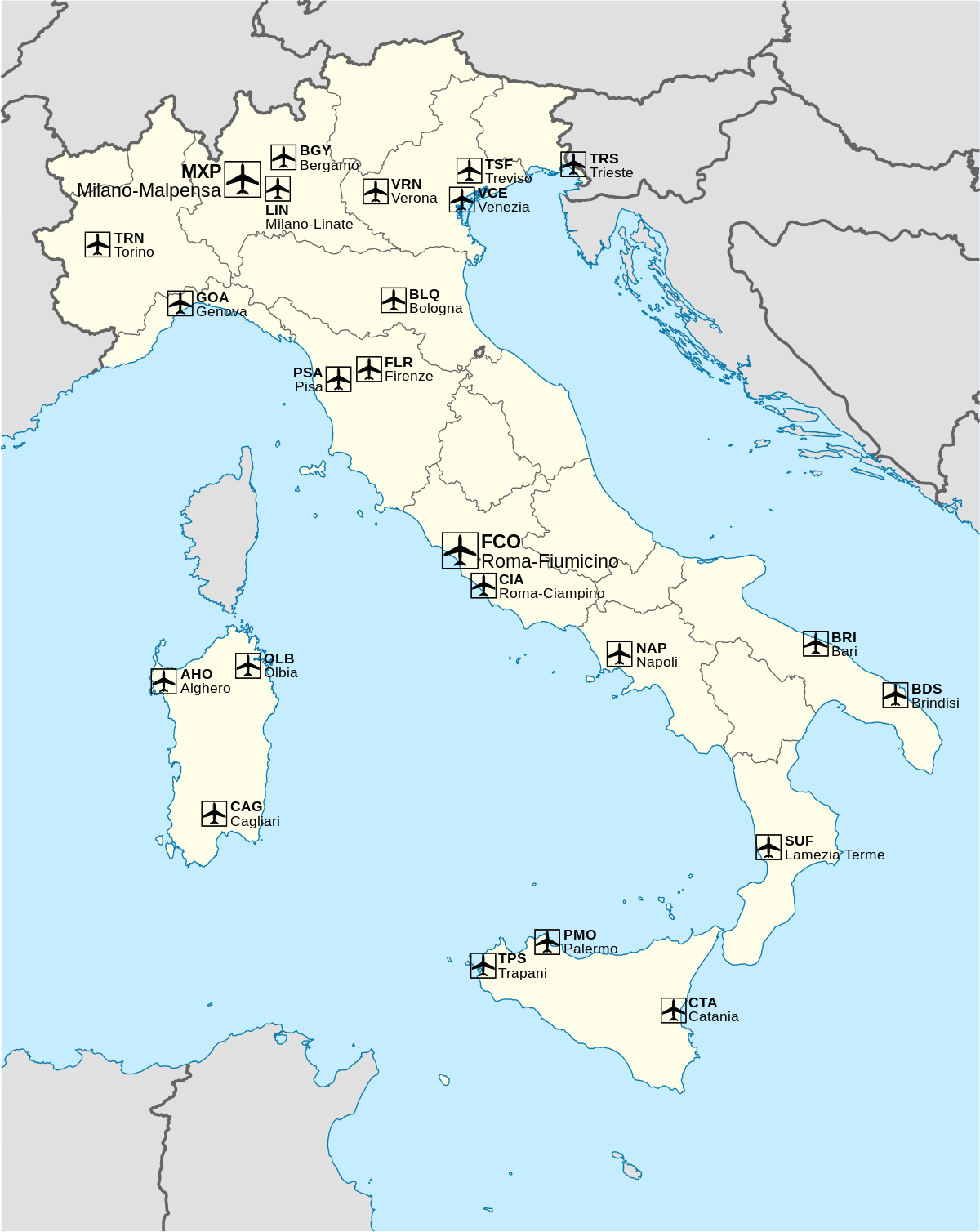 Aéroports italiens classés par le nombre de passagers