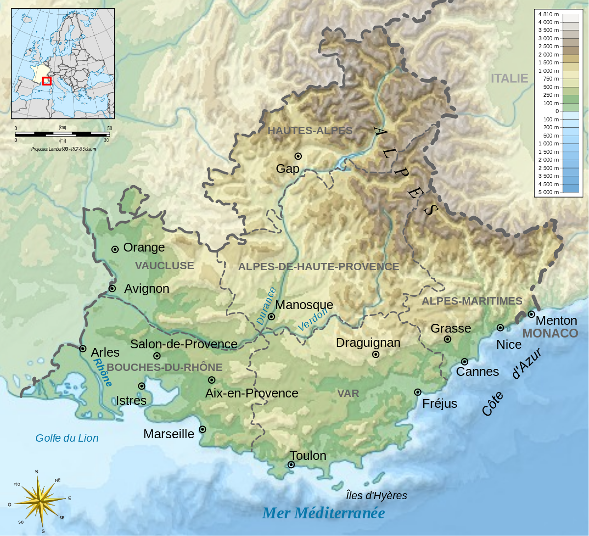 Géographie de la région Provence-Alpes-Côte d'Azur