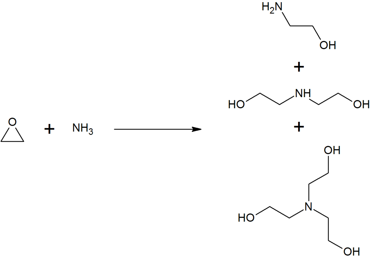 Reaction of ethylene oxide with ammonia.png