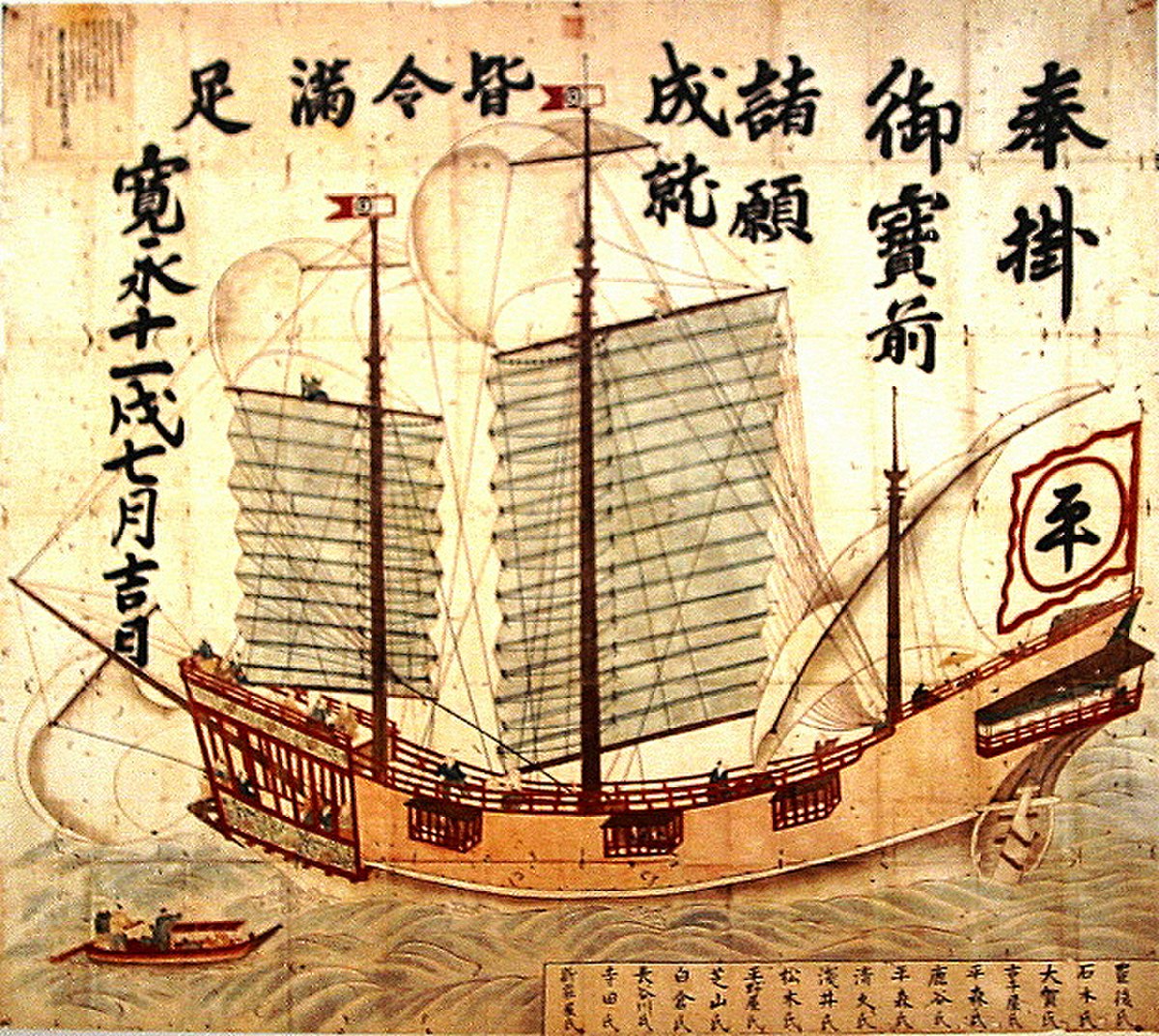 Un navire shuinsen de 1634, qui associe les technologies des bateaux orientaux et occidentaux.