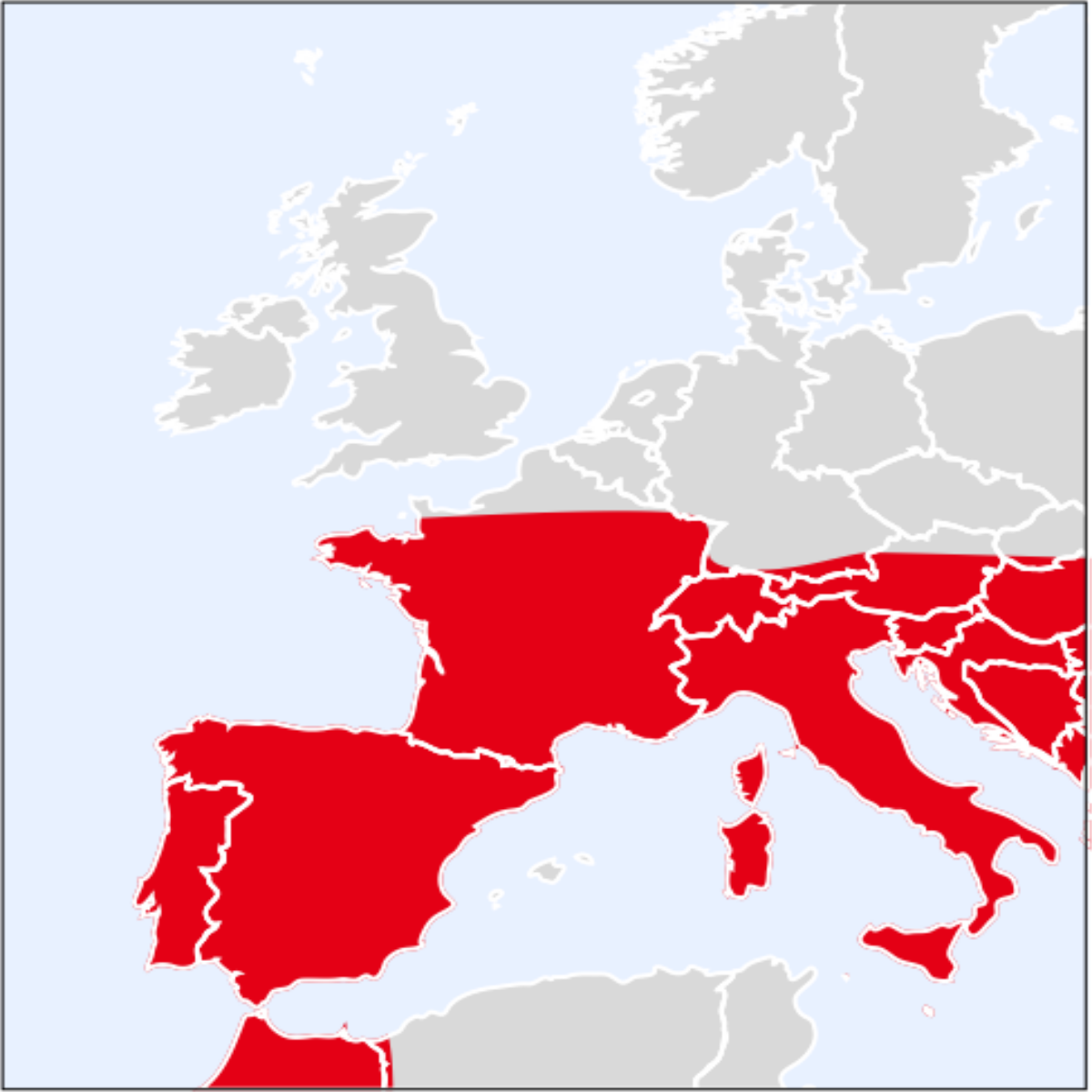 Carte de répartition en Europe occidentale