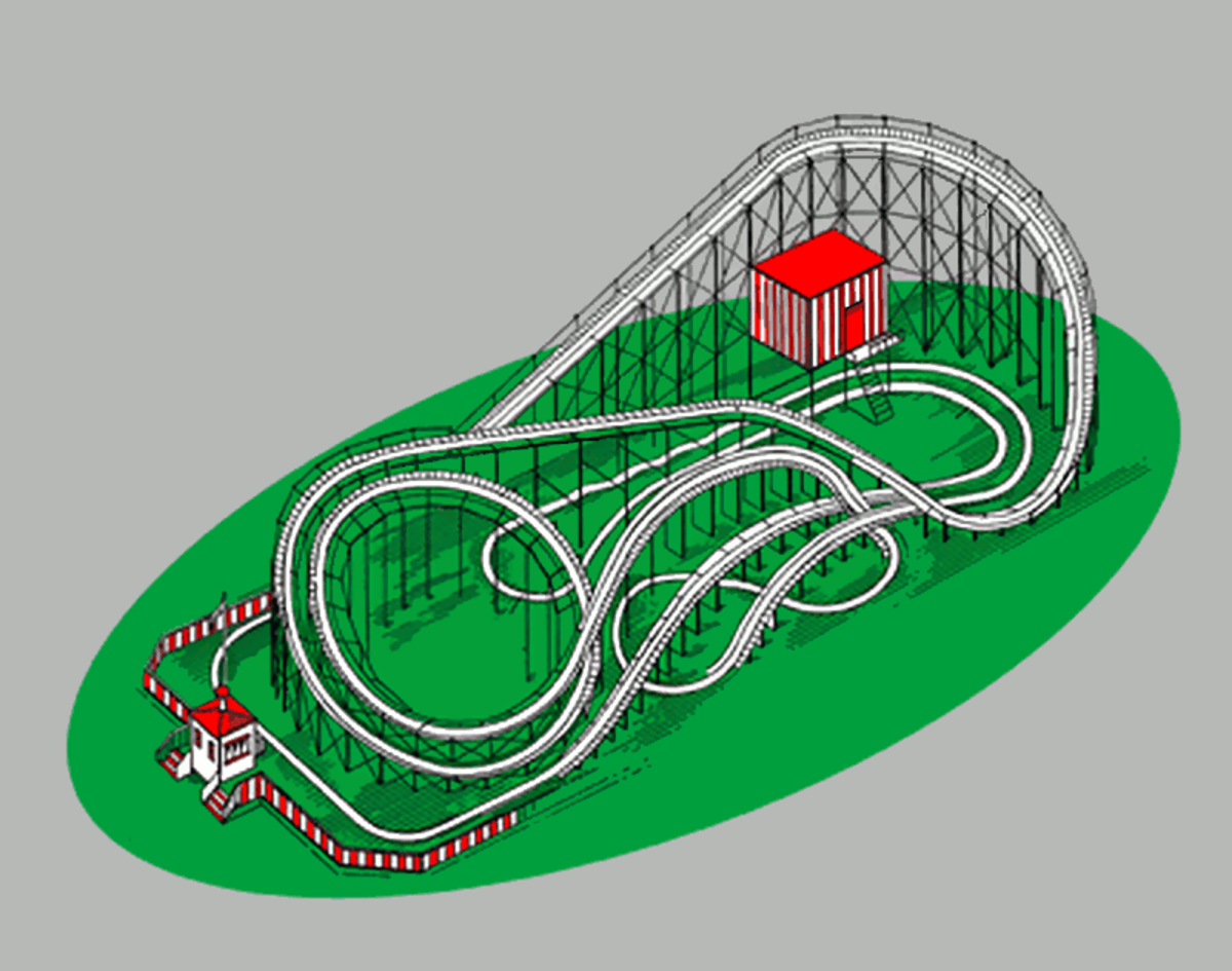 Un circuit de montagnes russes.