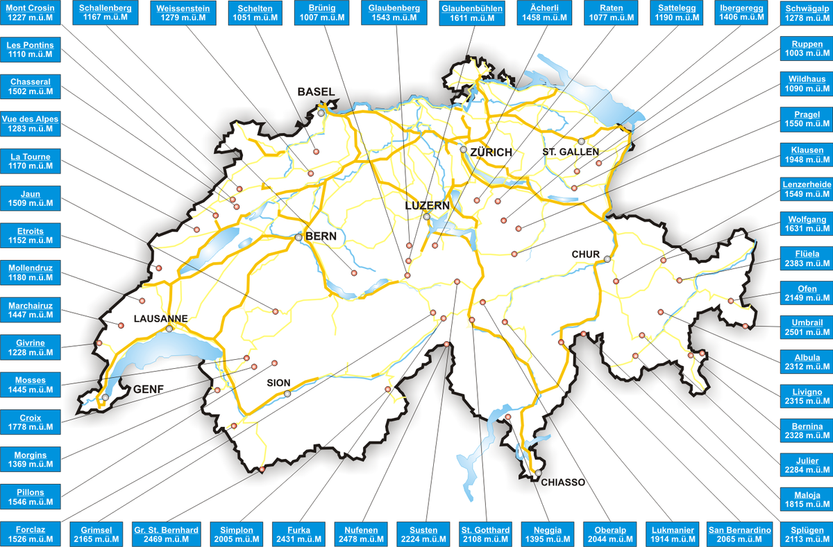 Liste des cols et tunnels de Suisse