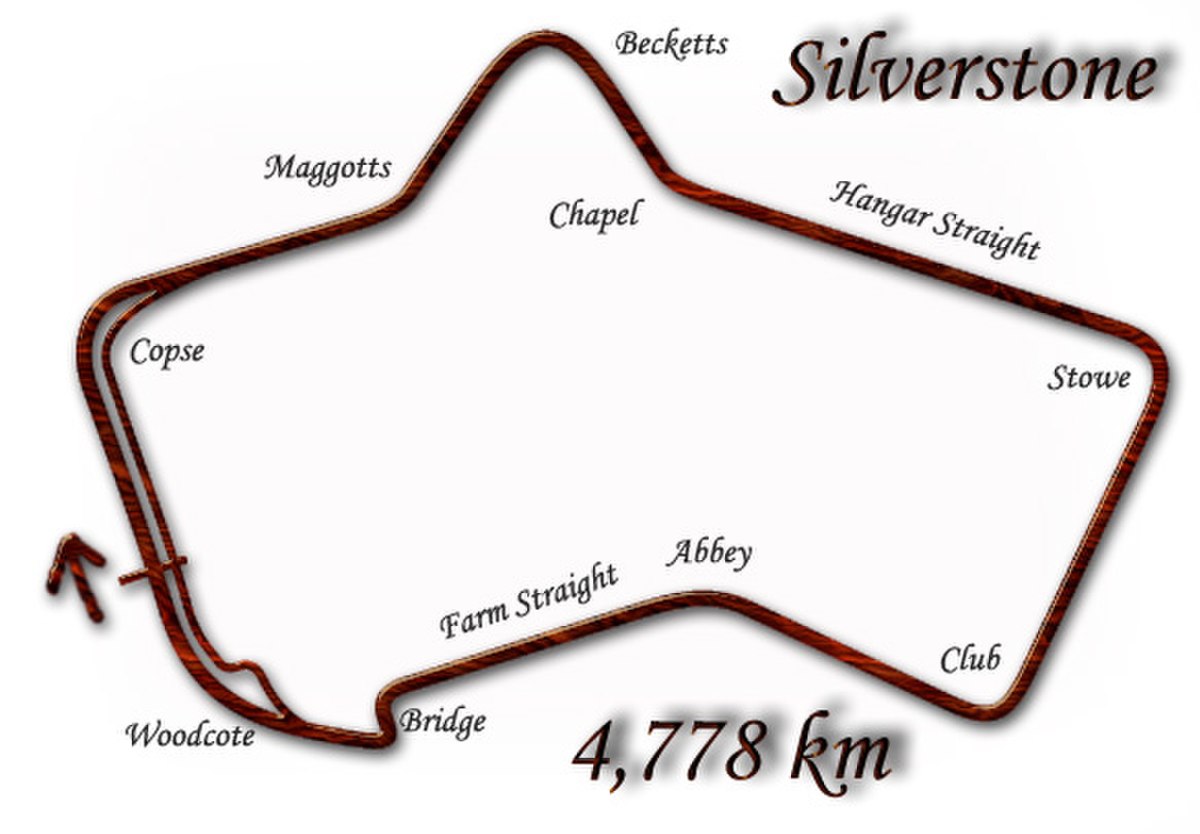 Silverstone de 1987 à 1990 : le virage de Woodcote a retrouvé son caractère d'origine, mais une chicane (