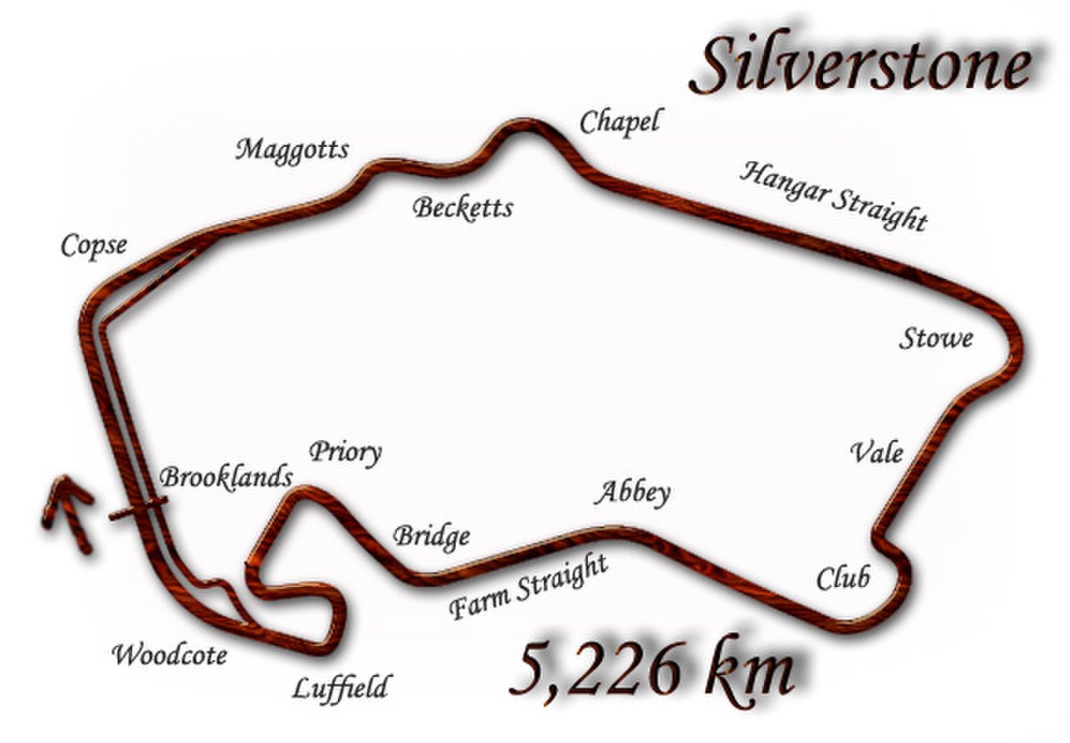 Silverstone de 1991 à 1993 : profonde modification de l'enchaînement rapide Maggots-Becketts-Chapel, du virage de Stowe, de celui de Club, et ajout d'un enchaînement sinueux entre Bridge et Woodcote.