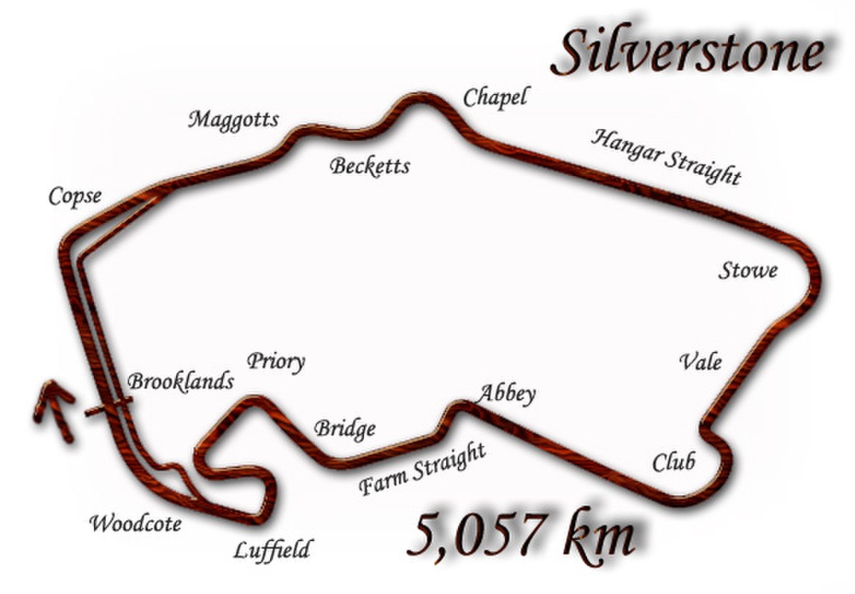 Silverstone en 1994 et 1995: le virage d'Abbey est transformé en chicane.