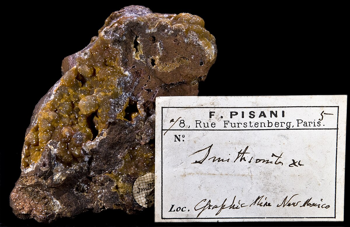 Smithsonite – Autographe de Felix Pisani,Graphic Mine, Nouveau-Mexique, USA