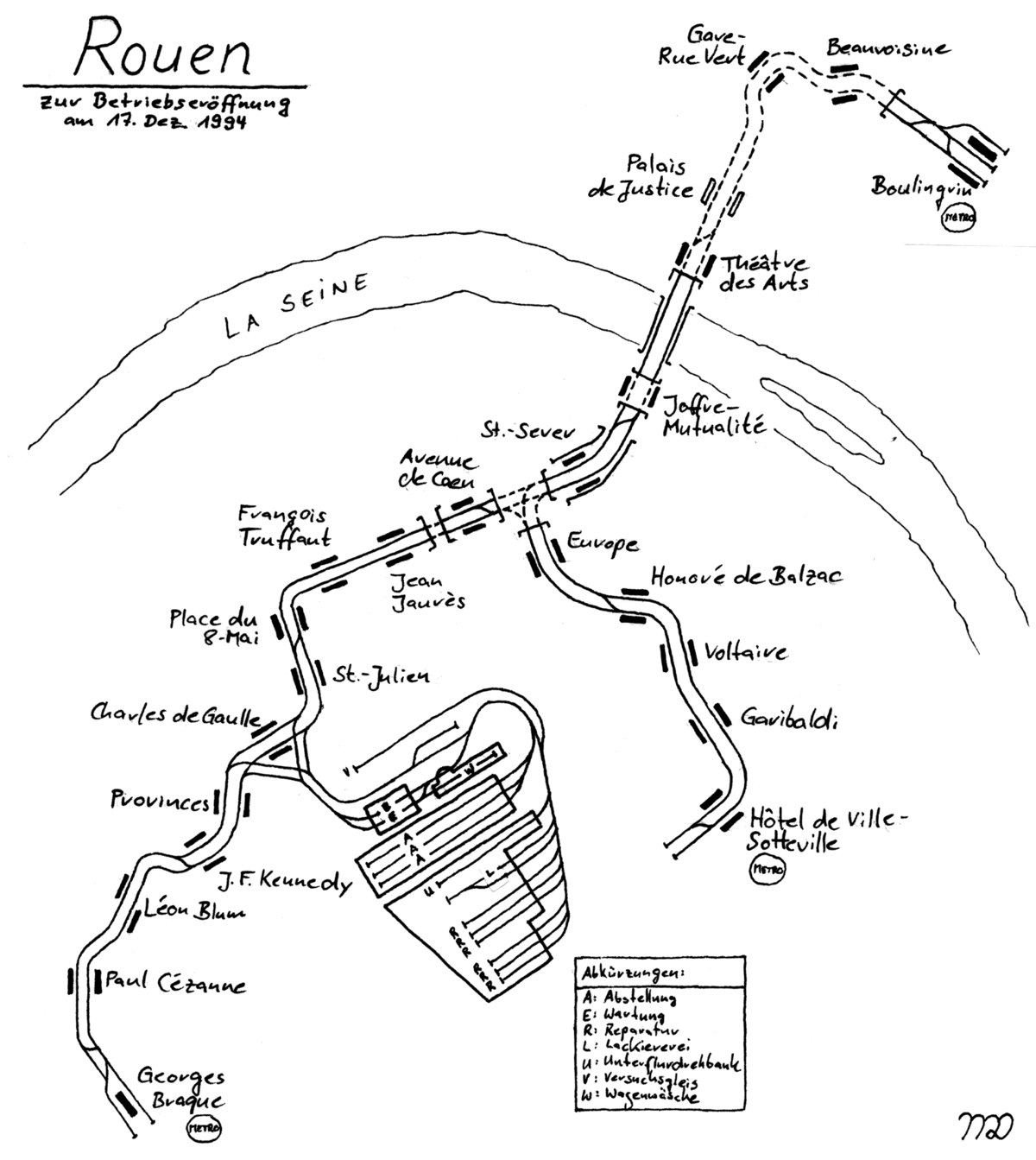 plan du réseau en 1994