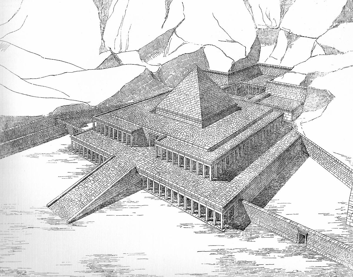Restitution du temple de Mentouhotep IIproposée par Édouard Naville