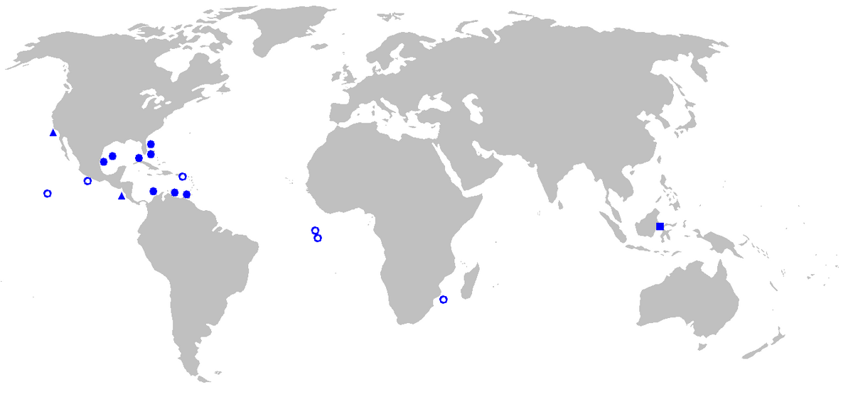 Occurrences des espèces de Thaumatichthys