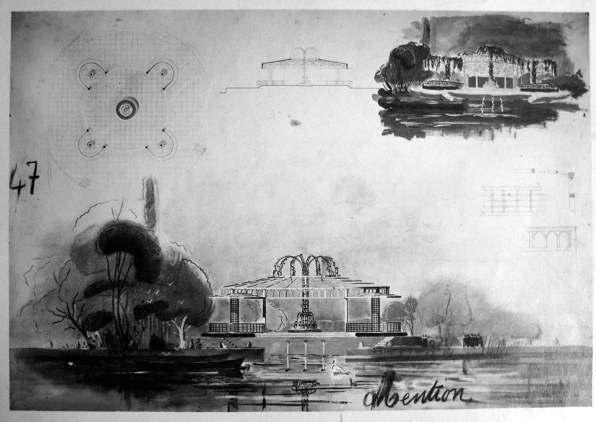 Dessin de Toma Barbu Socolescu (fontaines) - 1ère mention au Prix Delaon en 1938.