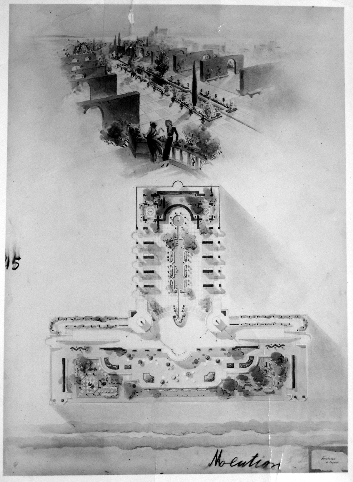 Dessin de Toma Barbu Socolescu (jardins) - 1ère mention au Prix Delaon en 1938.