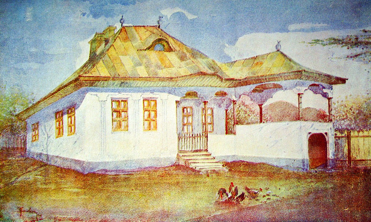 Aquarelle peinte par Toma T. Socolescu puis cédée au Musée de la ville de Ploieşti dans les années 1920-1930. Sujet: la maison de Petre Ion dit Boiangiul, située strada Ulierului à Ploieşti.