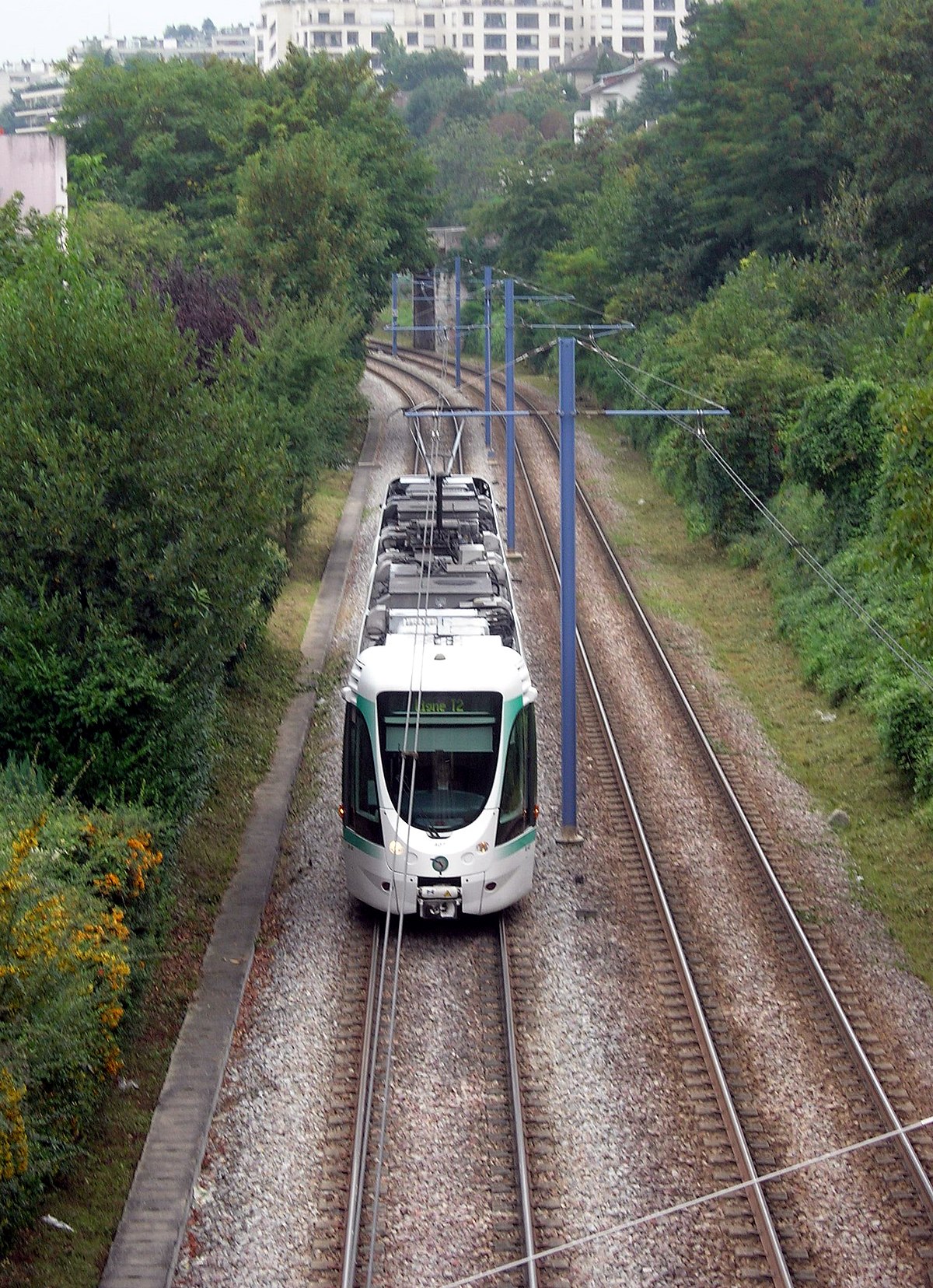 Rame de tramway traversant Saint-Cloud