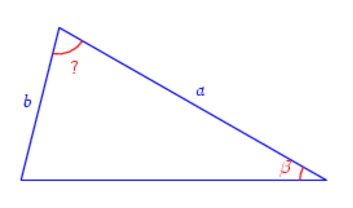 Fig. 2 - Résolution d'un triangle par la loi des sinus